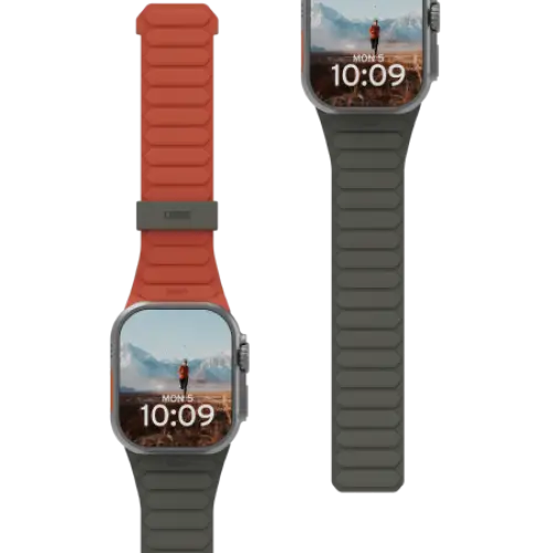 UAG Pathfinder Silicone Double-Sided Magnetic Strap for Apple Watch 42 / 44 / 45 / 46 / 49mm - Gray-Orange - Other cell