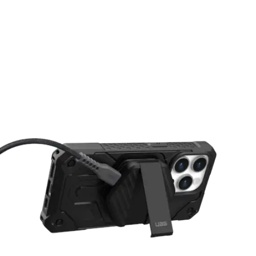 UAG Wireless Charger 15W wireless charger with stand compatible with MagSafe - black carbon - Cell phone USB