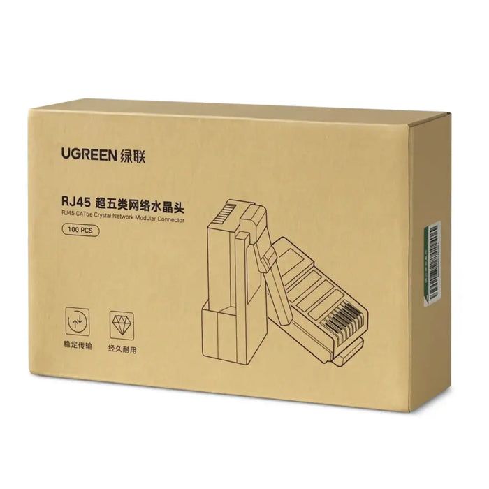Ugreen 100x plug end RJ45 8P8C (UTP Cat. 5 / Cat. 5e) transparent (NW110) - Network cables<<<HurtelXML