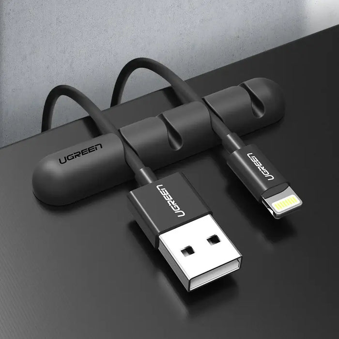 Ugreen 30762 self-adhesive organizer for 4 cables - black (2 pcs.) - Cable organizers<<<HurtelXML&&&Exhibition