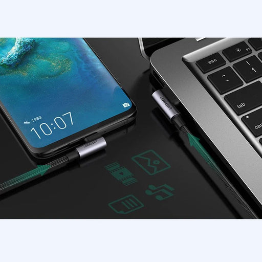Ugreen angled USB - USB Type C Quick Charge 3.0 QC3.0 3 A 2 m gray (US176 20857) - Cell phone cables<<<HurtelXML