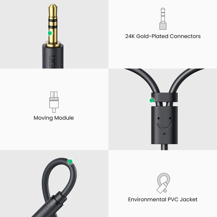 Ugreen audio adapter jack 3.5mm male to 2xRCA female cable 0.25m gray (AV109) - Audio cables<<<HurtelXML
