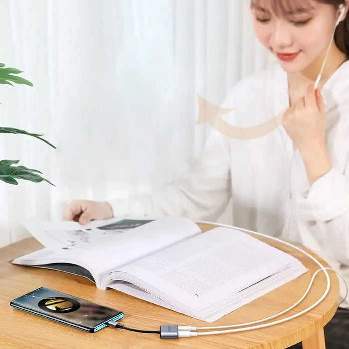 Ugreen audio adapter USB Type C (male) - USB Type C PD QC (female) + 3.5mm mini jack (female) gray (CM231) - USB