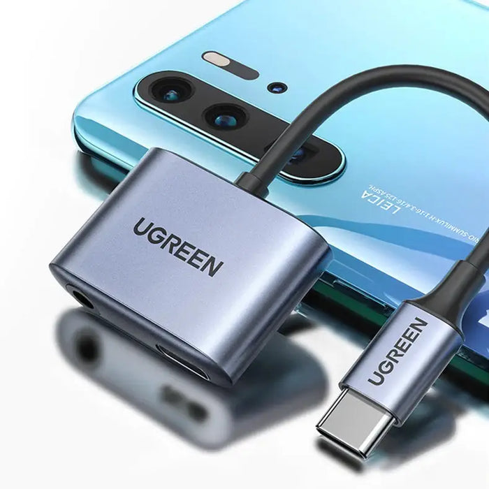 Ugreen audio adapter USB Type C (male) - USB Type C PD QC (female) + 3.5mm mini jack (female) gray (CM231) - USB
