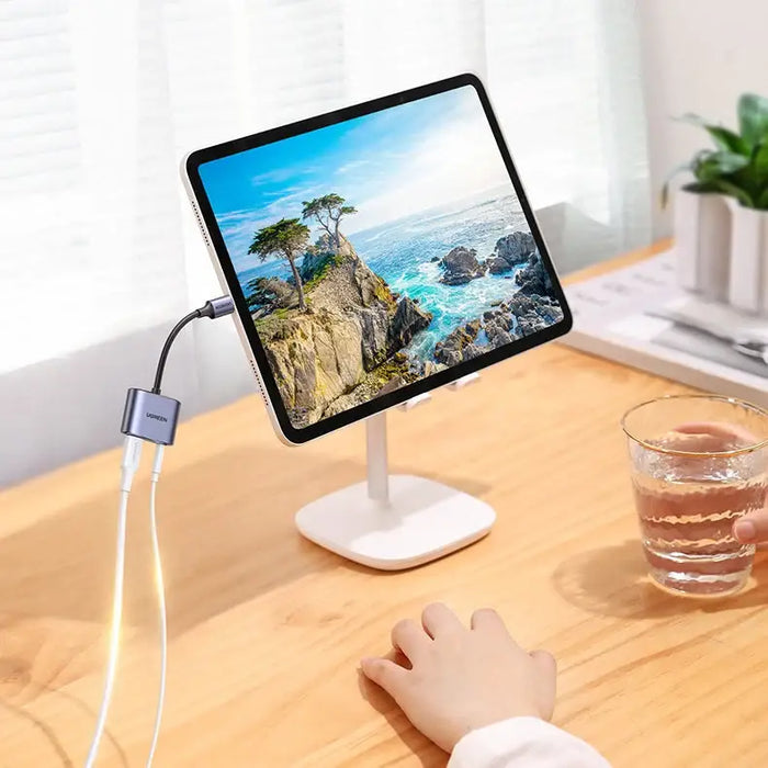 Ugreen audio adapter USB Type C (male) - USB Type C PD QC (female) + 3.5mm mini jack (female) gray (CM231) - USB