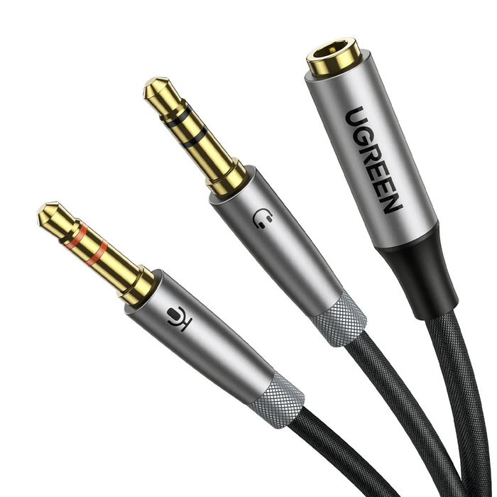 Ugreen AUX splitter cable 3.5 mm mini jack (female) - 2x 3.5 mm mini jack (male - microphone and headphones) silver