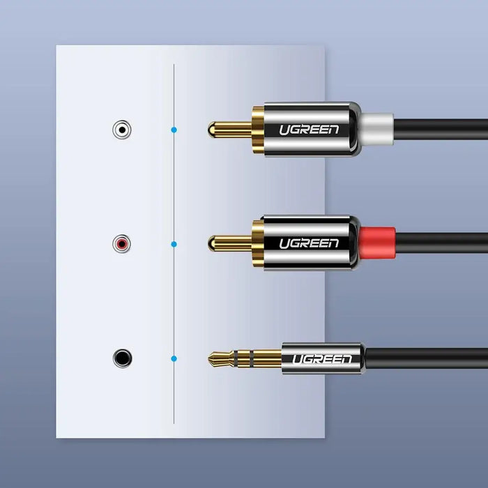 Ugreen AV116 10590 audio mini jack cable 3.5 mm (male) / 2RCA (male) 3m - black - Audio cables<<<HurtelXML