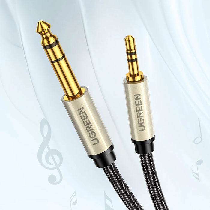 Ugreen AV127 10625 audio TRS cable mini jack 3.5mm / jack 6.35mm 1m - gray - Audio cables<<<HurtelXML