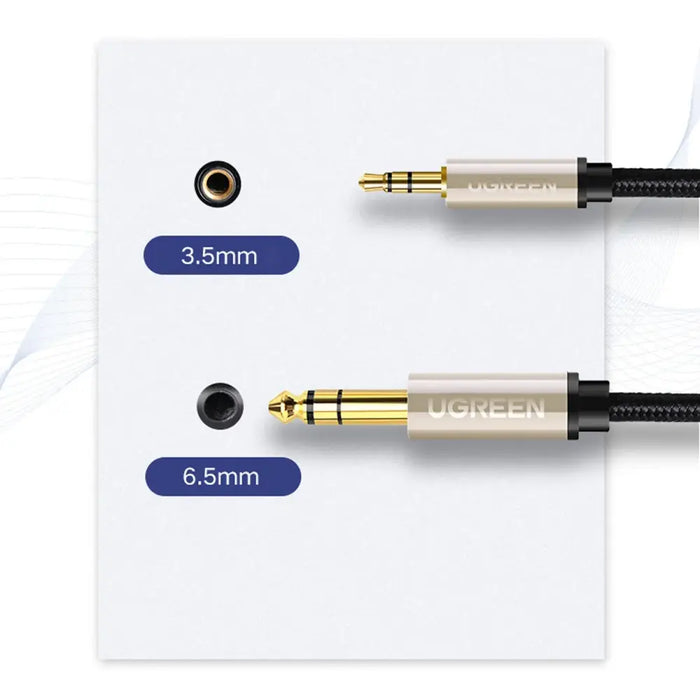 Ugreen AV127 10629 audio TRS cable mini jack 3.5mm / jack 6.35mm 3m - gray - Audio cables<<<HurtelXML