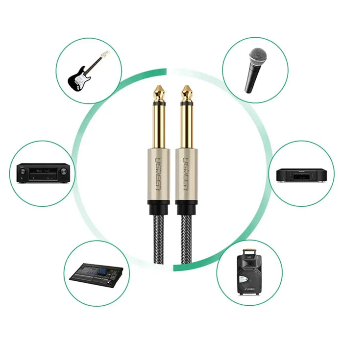 Ugreen AV128 10639 mono TS cable 6.35mm jack / 6.35mm jack 3m - gray - Audio cables<<<HurtelXML