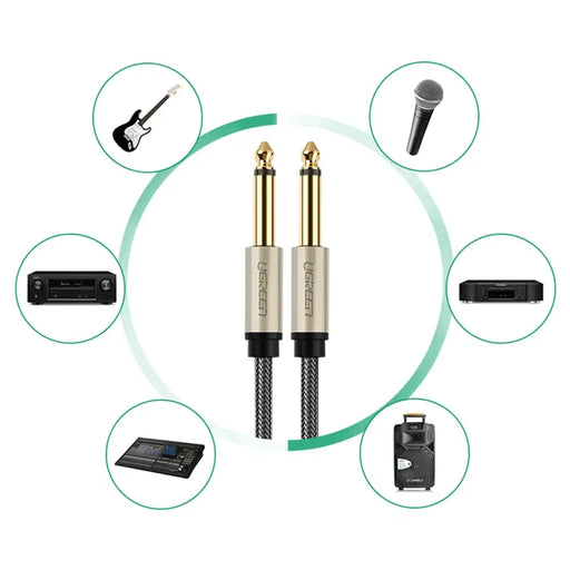 Ugreen AV128 10640 mono TS cable 6.35mm jack / 6.35mm jack 5m - gray - Audio cables<<<HurtelXML