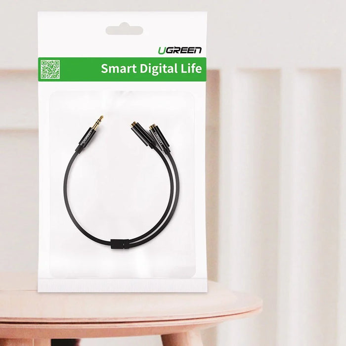 Ugreen cable 3.5 mm headphone splitter mini jack AUX 25cm black (20816) - Audio cables<<<HurtelXML