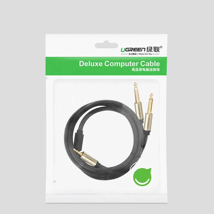 Ugreen cable audio cable mini jack 3.5 mm - 2 x jack 6.35 mm 1m gray (AV126) - Audio cables<<<HurtelXML