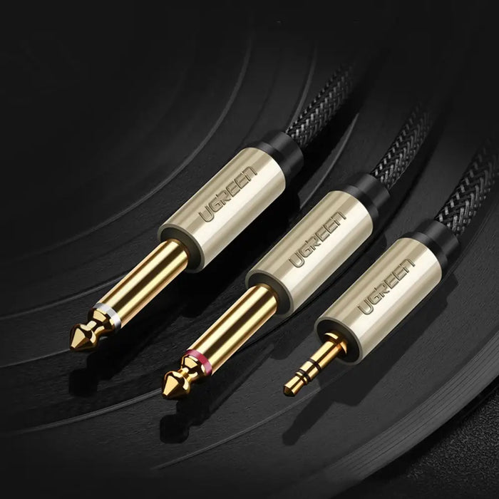 Ugreen cable audio cable mini jack 3.5 mm - 2 x jack 6.35 mm 1m gray (AV126) - Audio cables<<<HurtelXML