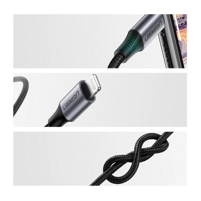 Ugreen cable AUX MFI Lightning audio cable - 3.5 mm mini jack 1 m gray (70509) - Audio cables<<<HurtelXML