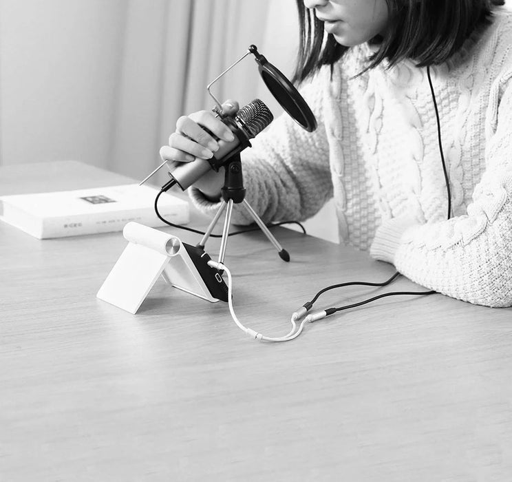 Ugreen cable cable headphone splitter 3.5 mm mini jack AUX microphone 20cm (microphone + stereo output) silver (30619)