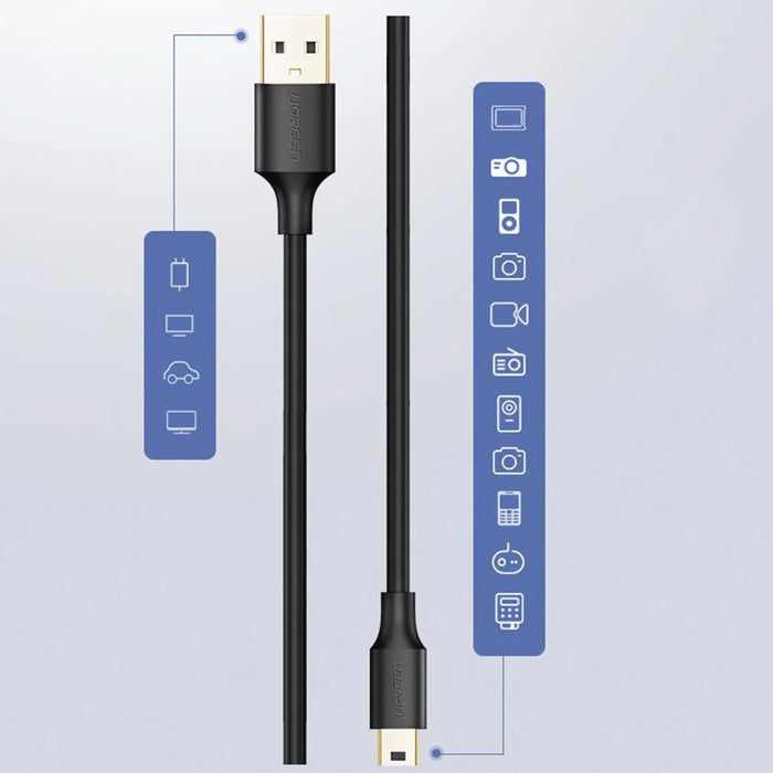 Ugreen cable USB - mini USB cable 480 Mbps 2 m black (US132 30472) - Cell phone cables<<<HurtelXML&&&USB