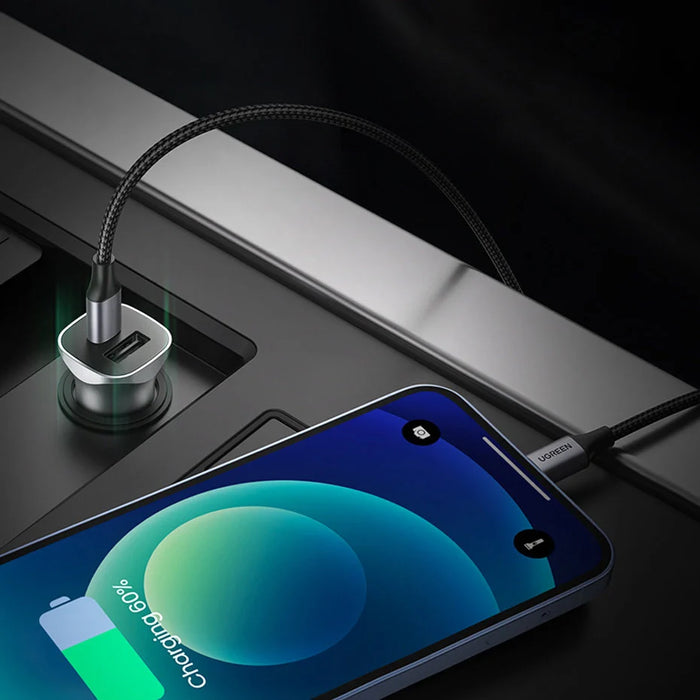 Ugreen Car Charger USB Type C / USB 24W Power Delivery Quick Charge Gray (30780) - Cell phone USB charger<<<HurtelXML