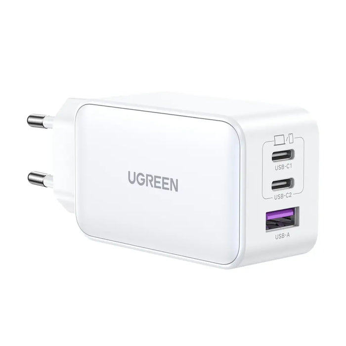 Ugreen CD244 65W USB-A / 2x USB-C GaN fast charger - white - Cell phone USB charger<<<HurtelXML&&&Зарядни