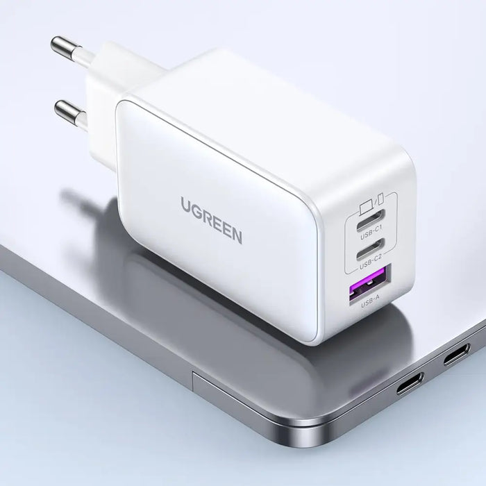 Ugreen CD244 65W USB-A / 2x USB-C GaN fast charger - white - Cell phone USB charger<<<HurtelXML&&&Зарядни