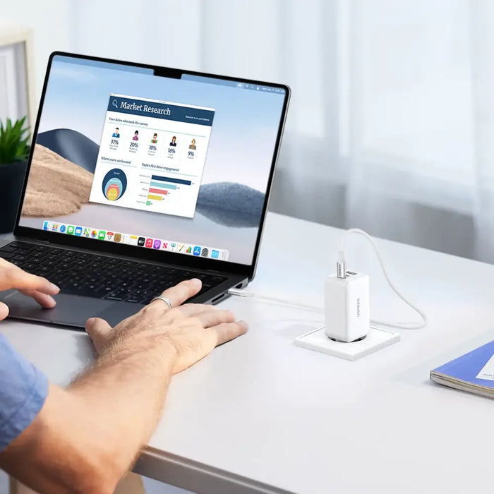 Ugreen CD244 65W USB-A / 2x USB-C GaN fast charger - white - Cell phone USB charger<<<HurtelXML&&&Зарядни