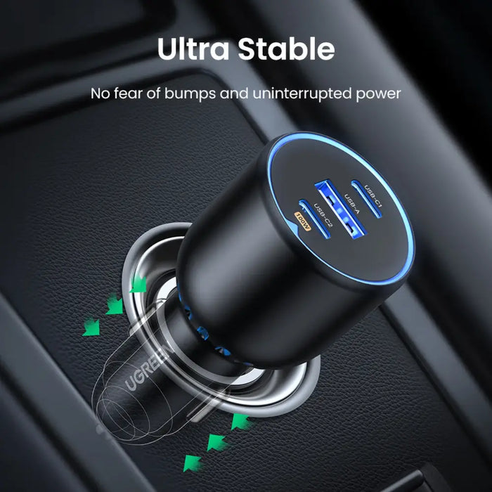 Ugreen CD293 car charger 2x USB-C PD and 1x USB-A 130W - black - Cell phone USB charger<<<HurtelXML