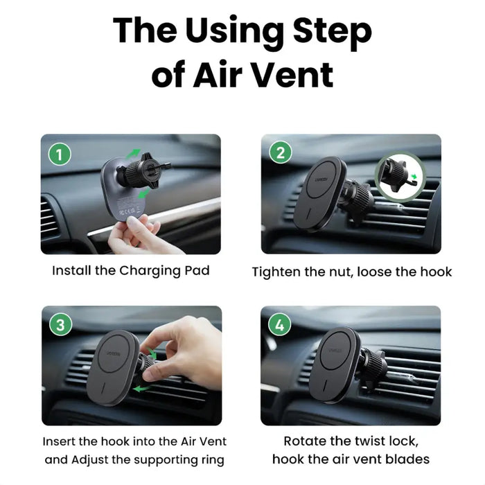 Ugreen CD345 magnetic car holder for air vent - black - Cell phone holders<<<HurtelXML