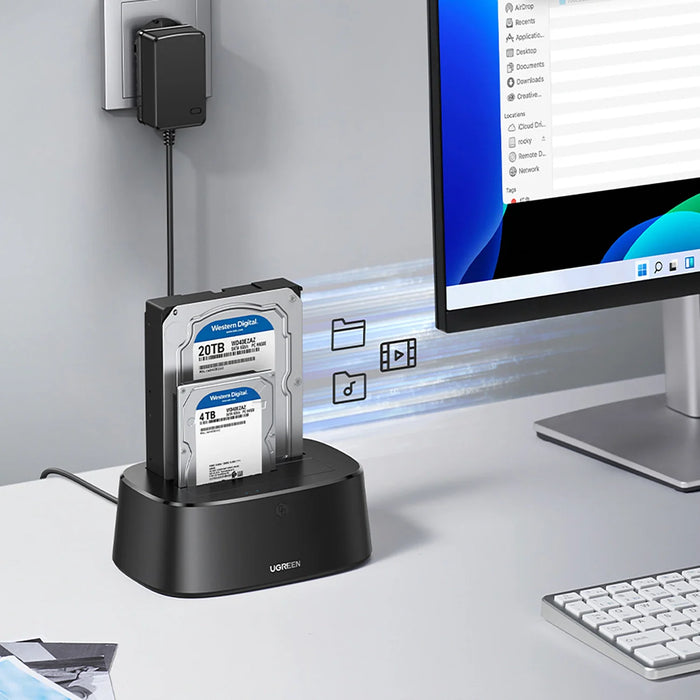 Ugreen CM198 50857 docking station with USB 3.0 for SATA 2.5’’ 3.5’’ SSD HHD drives EU power supply - black - Disk