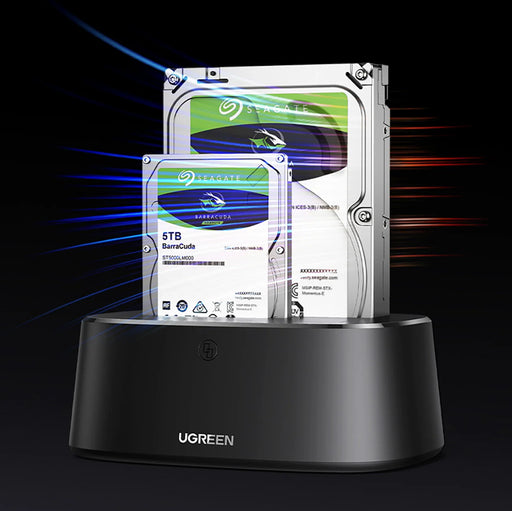 Ugreen CM198 50857 docking station with USB 3.0 for SATA 2.5’’ 3.5’’ SSD HHD drives EU power supply - black - Disk