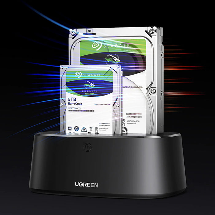 Ugreen CM198 50857 docking station with USB 3.0 for SATA 2.5’’ 3.5’’ SSD HHD drives EU power supply - black - Disk