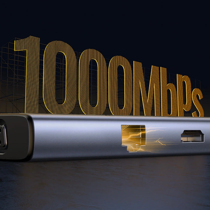 Ugreen CM498 15600 USB-C Adapter - 3x USB-A 3.0 / HDMI / VGA / RJ45 / SD / TF Card Reader / USB-C PD - Gray - USB