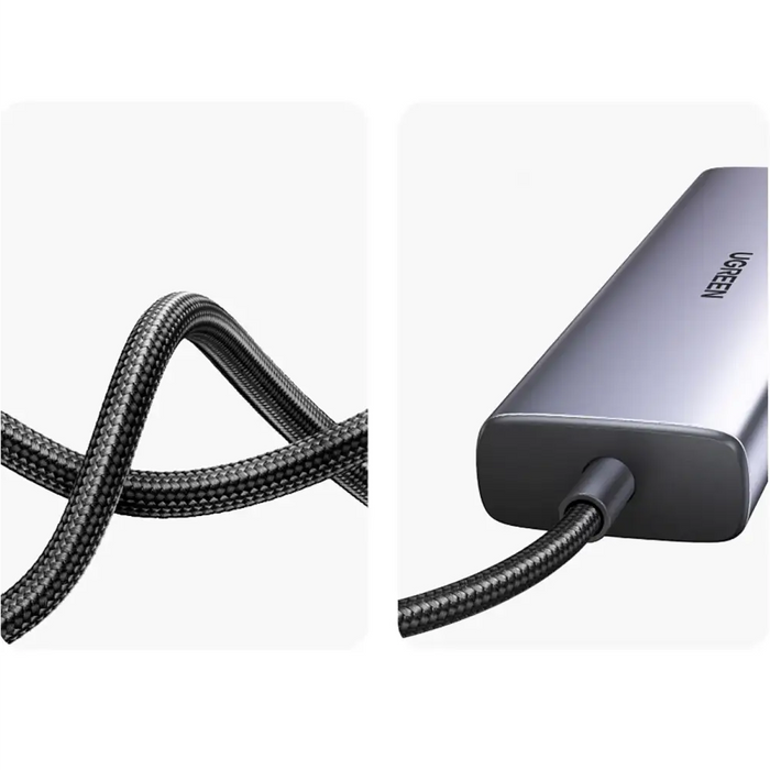 Ugreen CM512 90568 USB-C Adapter - 2x USB-A 3.0 / HDMI / RJ45 / SD and TF Card Reader / USB-C PD 100W - Gray - USB