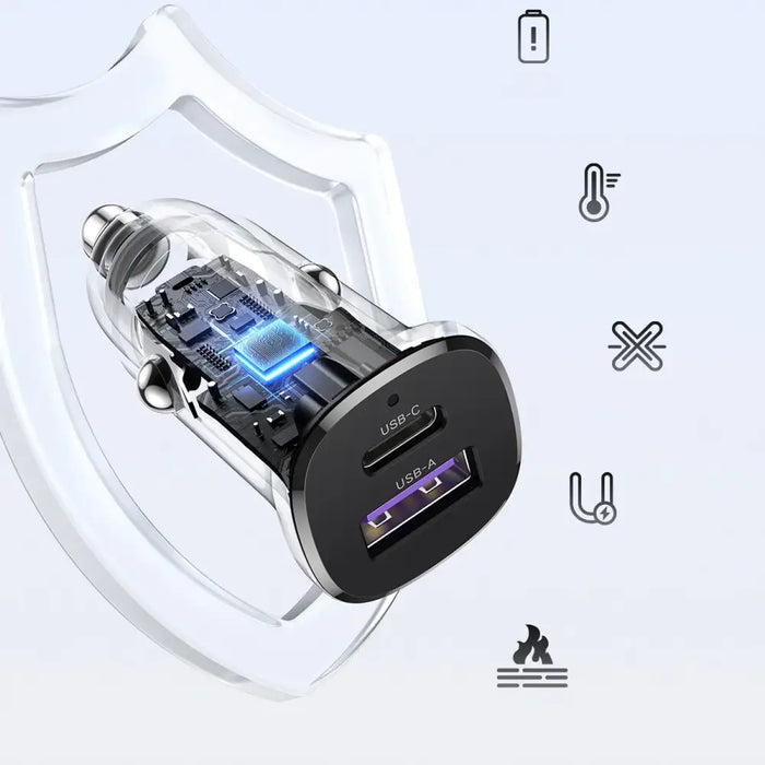 Ugreen EC305 25845 car charger USB-C USB-A 30W - black - Cell phone USB charger<<<HurtelXML