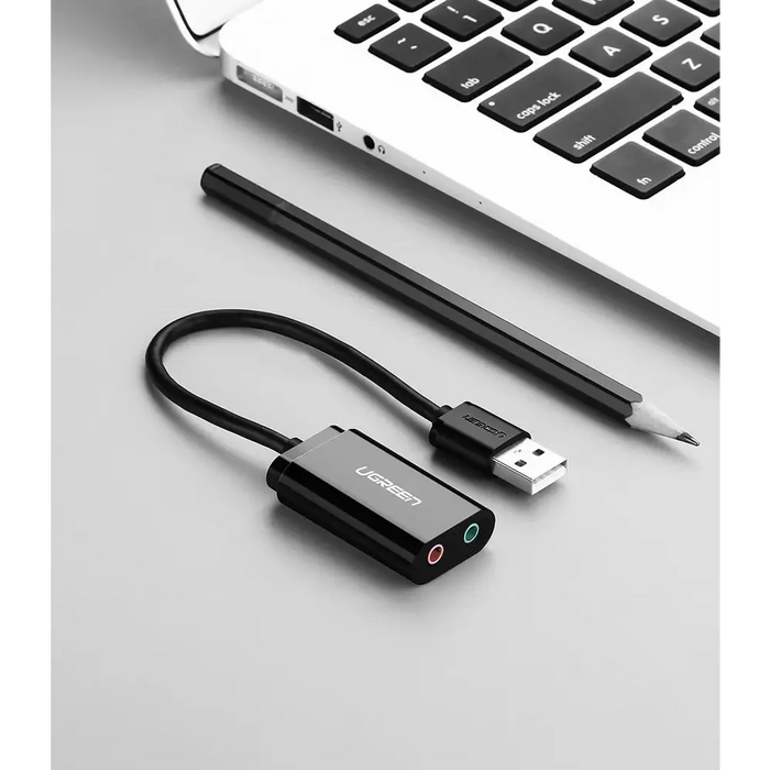 Ugreen external sound card music adapter USB - 3.5 mm mini jack 15cm black (30724) - Audio