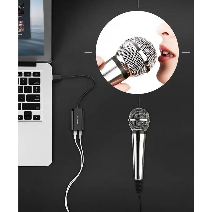 Ugreen external sound card music adapter USB - 3.5 mm mini jack 15cm black (30724) - Audio