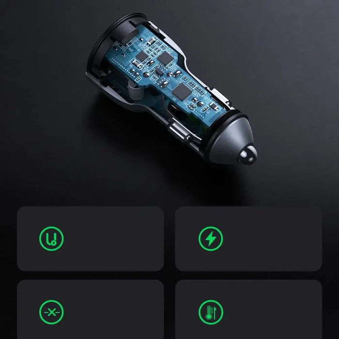Ugreen fast car charger 2x USB 36W Quick Charge SCP FCP AFC gray (CD213 10144) - Cell phone USB charger<<<HurtelXML