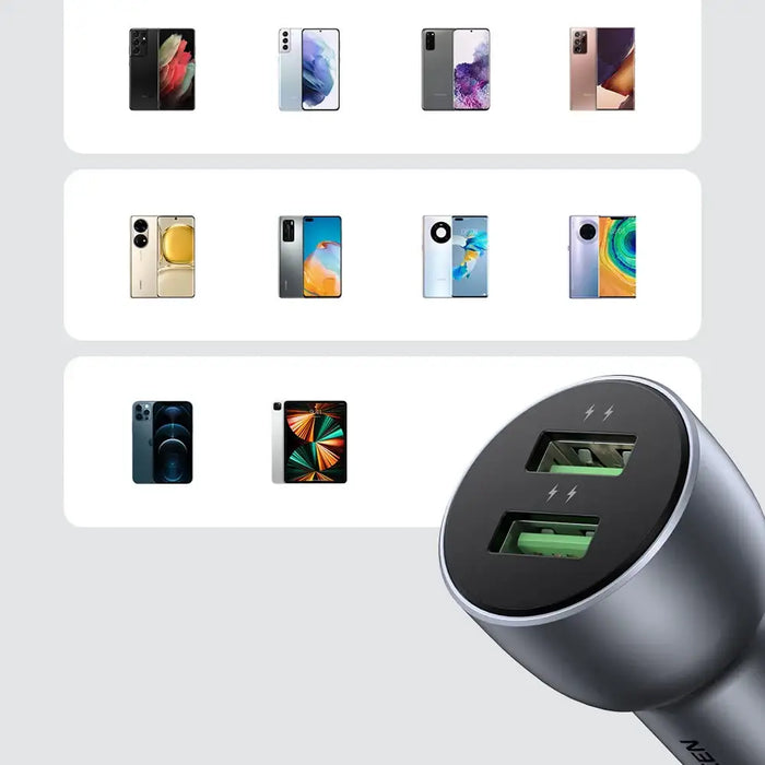 Ugreen fast car charger 2x USB 36W Quick Charge SCP FCP AFC gray (CD213 10144) - Cell phone USB charger<<<HurtelXML