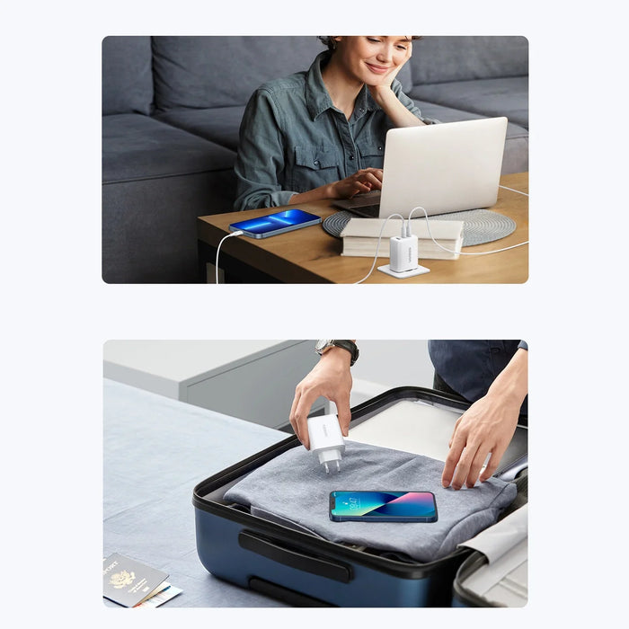 Ugreen fast charger 2x USB Type C / USB 65W PD3.0 QC3.0/4.0+ white (CD275) - Cell phone USB