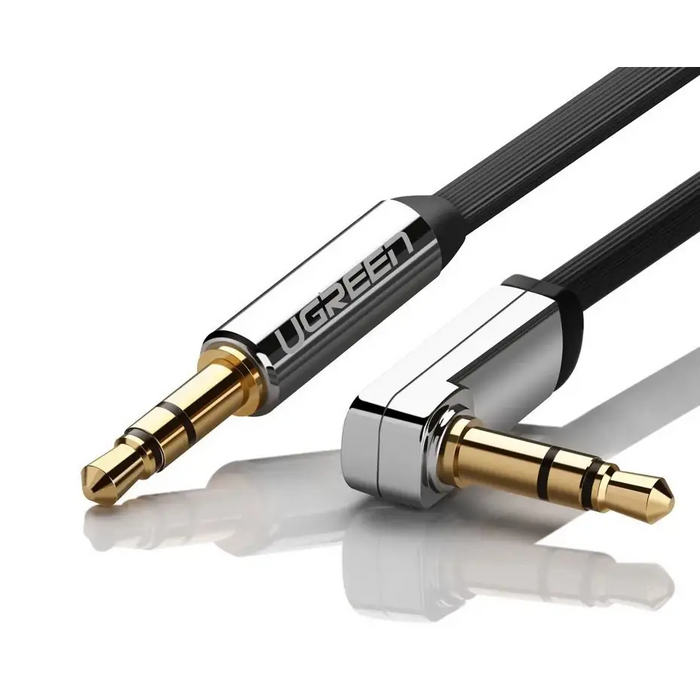 Ugreen flat angled cable AUX audio cable 3.5 mm mini jack 0.5 m black (AV119 10596) - Audio cables<<<HurtelXML