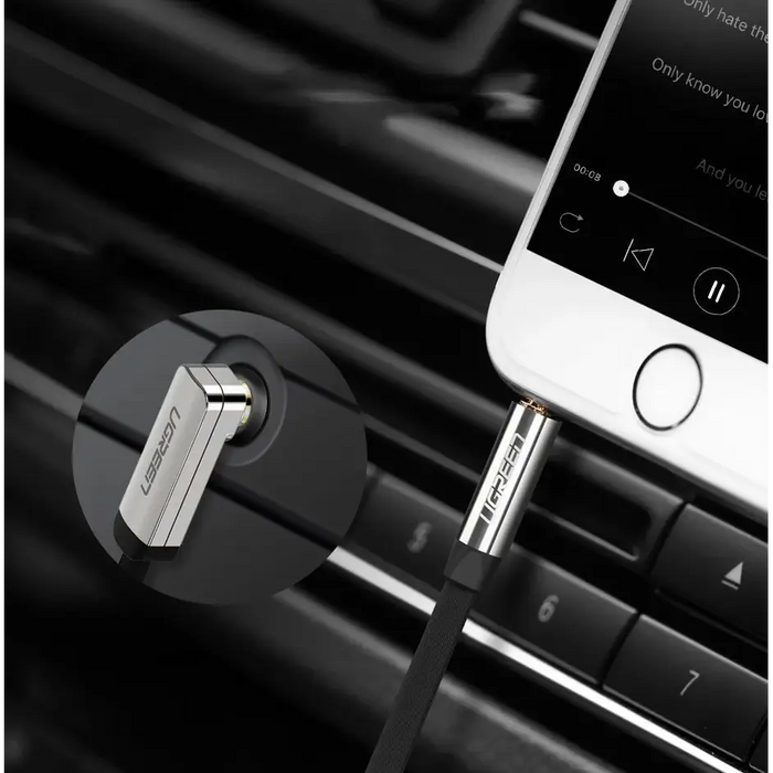 Ugreen flat angled cable AUX audio cable 3.5 mm mini jack 0.5 m black (AV119 10596) - Audio cables<<<HurtelXML