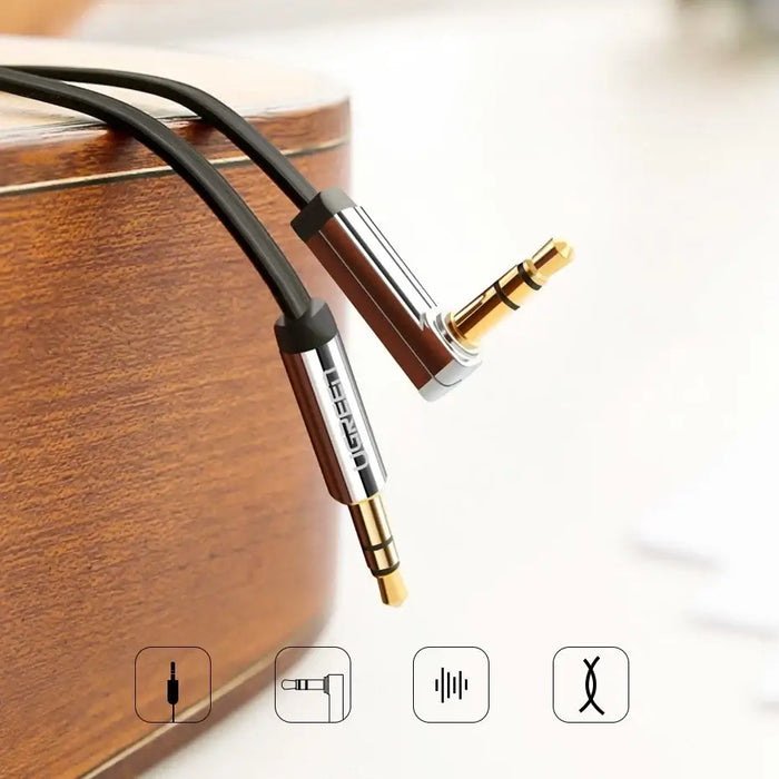 Ugreen flat cable AUX audio cable 3.5 mm mini jack 5m silver (10729) - Audio cables<<<HurtelXML