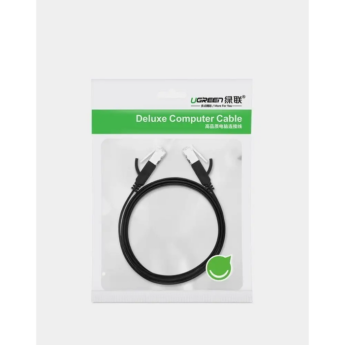 Ugreen Flat Cable Internet Network Cable Ethernet Patchcord RJ45 Cat 6 UTP 1000Mbps 1m Black (NW101 50184) - Network