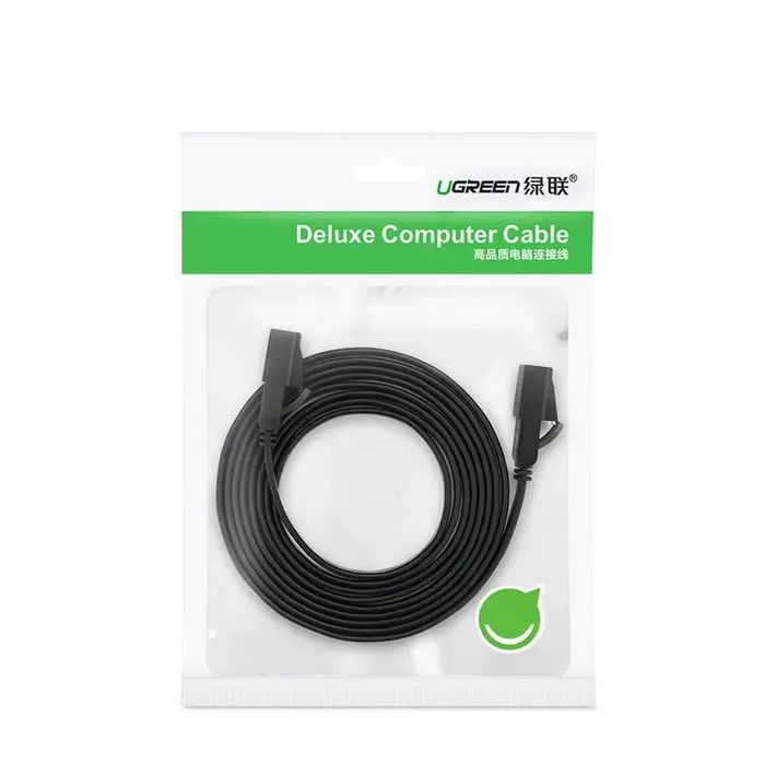Ugreen Flat Cable Internet Network Cable Ethernet Patchcord RJ45 Cat 7 STP LAN 10 Gbps 10m Black (NW106 11265)