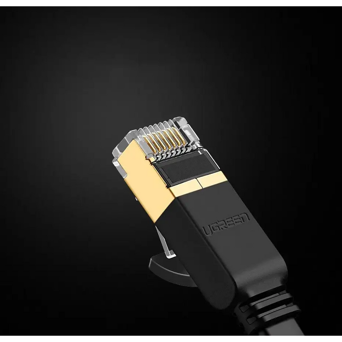Ugreen Flat Cable Internet Network Cable Ethernet Patchcord RJ45 Cat 7 STP LAN 10 Gbps 3m Black (NW106 11262) - Network