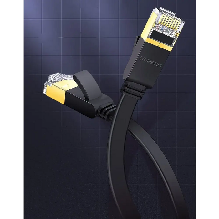Ugreen Flat Cable Internet Network Cable Ethernet Patchcord RJ45 Cat 7 STP LAN 10 Gbps 3m Black (NW106 11262) - Network