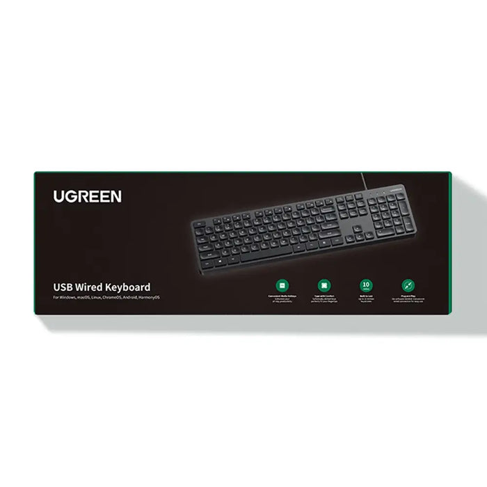 Ugreen KU004 90875 keyboard wired 1.5 m for Windows / MacOS - black - Other office accessories<<<HurtelXML