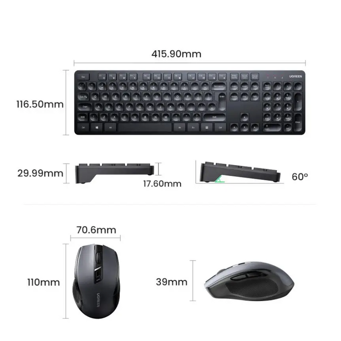 Ugreen MK006 wireless mouse and keyboard set 2.4Ghz - black - Other office accessories<<<HurtelXML
