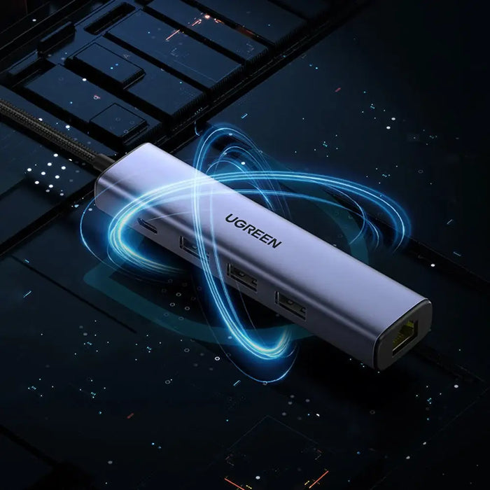 Ugreen multifunctional adapter HUB USB 3.0 - 3 x USB / Ethernet RJ-45 / USB Type C PD gray (CM475) - USB