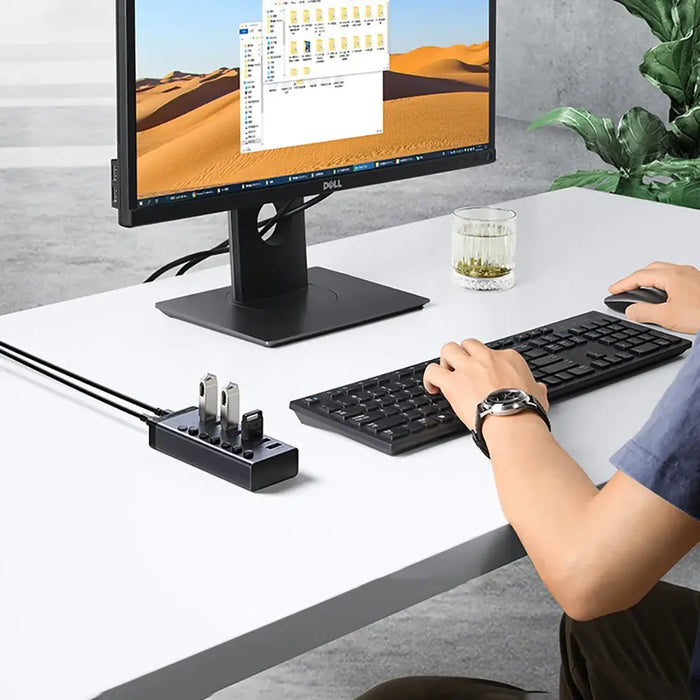 Ugreen multifunctional HUB 7in1 USB Type C - 7x USB Type A 3.0 PD DC 12V gray (CM481) - USB hubs<<<HurtelXML