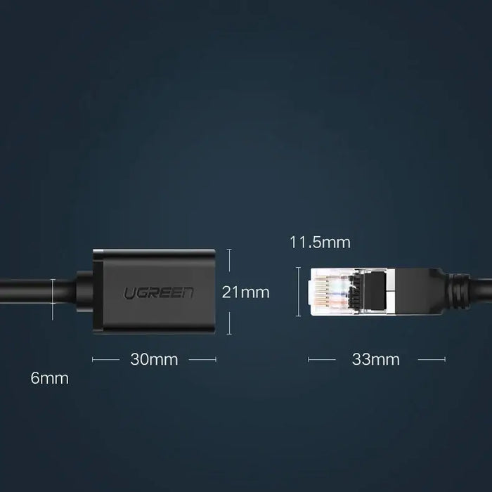 Ugreen NW112 11282 Network Ethernet Cable RJ45 (Female) - RJ45 (Male) F/UTP Cat. 6 1 Gbps 3m - black - Network